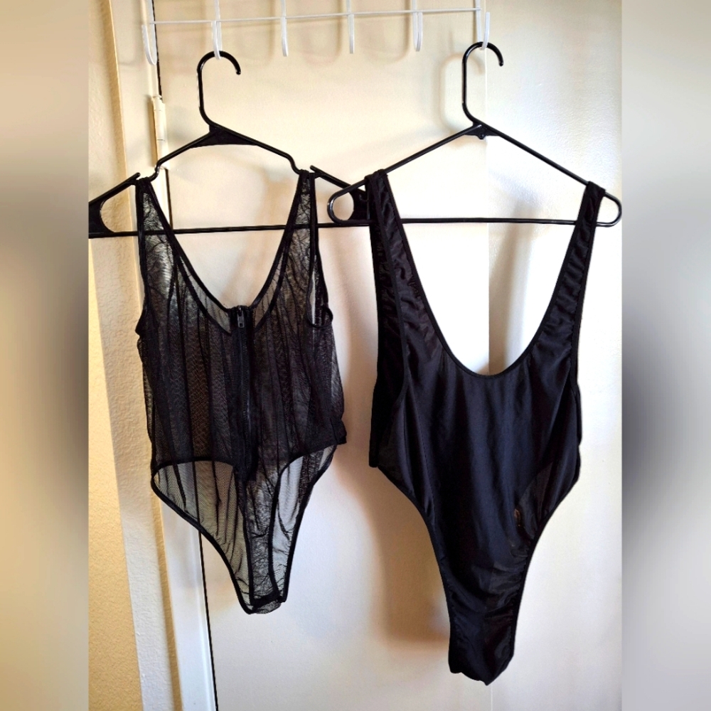 🎉3/$10🎉 2 bodysuits EUC Roma 3X/4X Black sheer Bundle